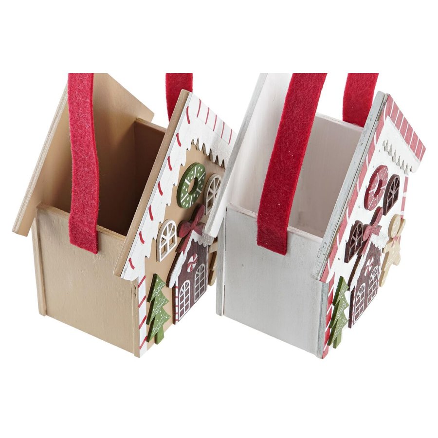 Julepynt DKD Home Decor Tr Hus (13 x 7 x 15 cm) (4 enheder) #5