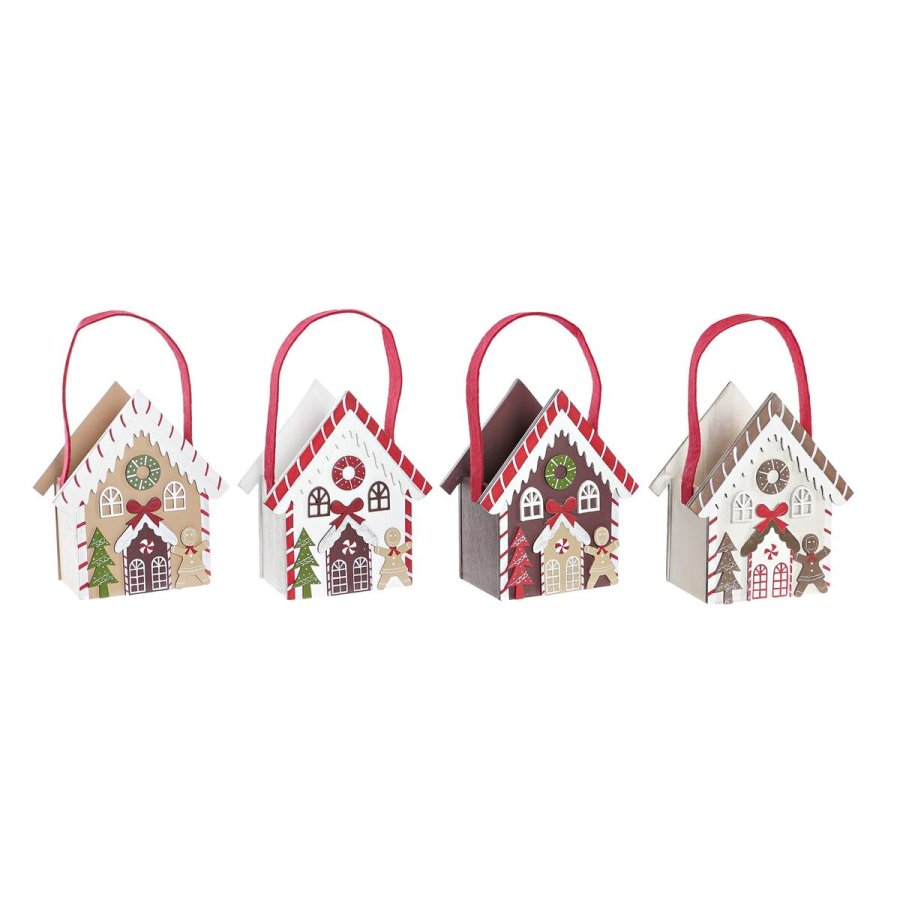 Julepynt DKD Home Decor Tr Hus (13 x 7 x 15 cm) (4 enheder) #1