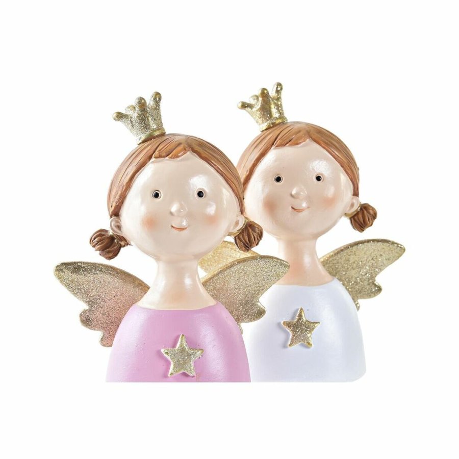 Julepynt DKD Home Decor Harpiks Engel (9 x 5 x 12 cm) (2 enheder) #9