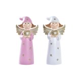 Julepynt DKD Home Decor Porceln Engel (7 x 5 x 14 cm) (2 enheder) #1