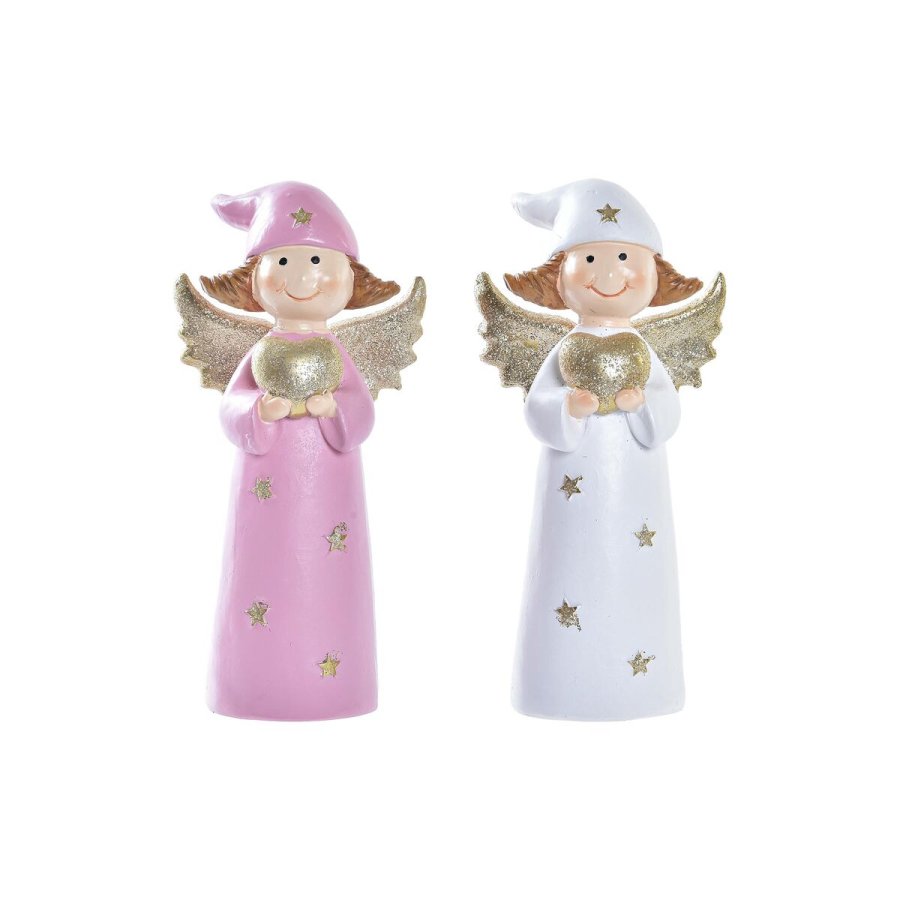 Julepynt DKD Home Decor Porceln Engel (7 x 5 x 14 cm) (2 enheder) #1