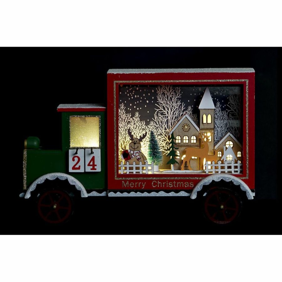 Adventskalender DKD Home Decor Lastbil LED Lys Tr MDF (31 x 9 x 20 cm) #5