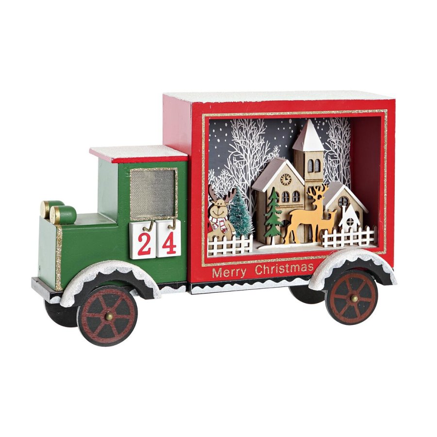 Adventskalender DKD Home Decor Lastbil LED Lys Tr MDF (31 x 9 x 20 cm) #1
