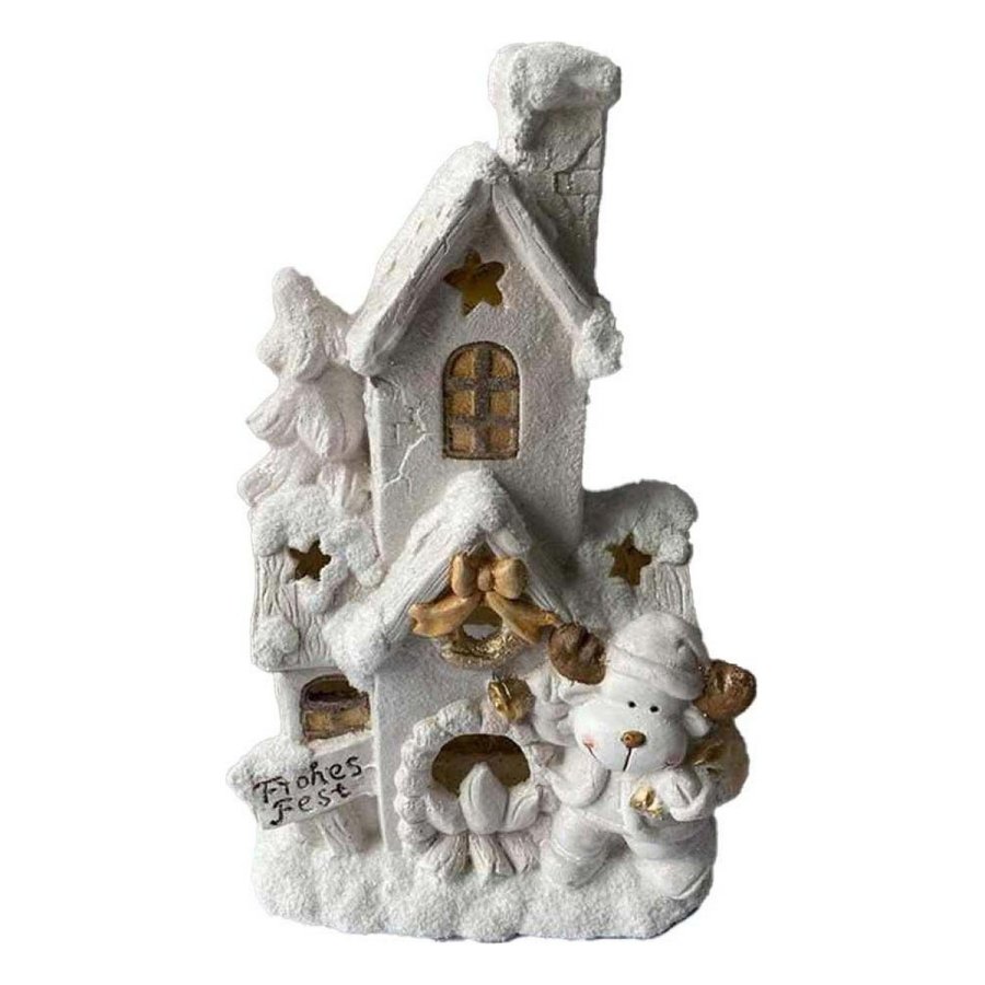 Julepynt DKD Home Decor Hus Hvid snefald 32 x 21 x 52 cm #1