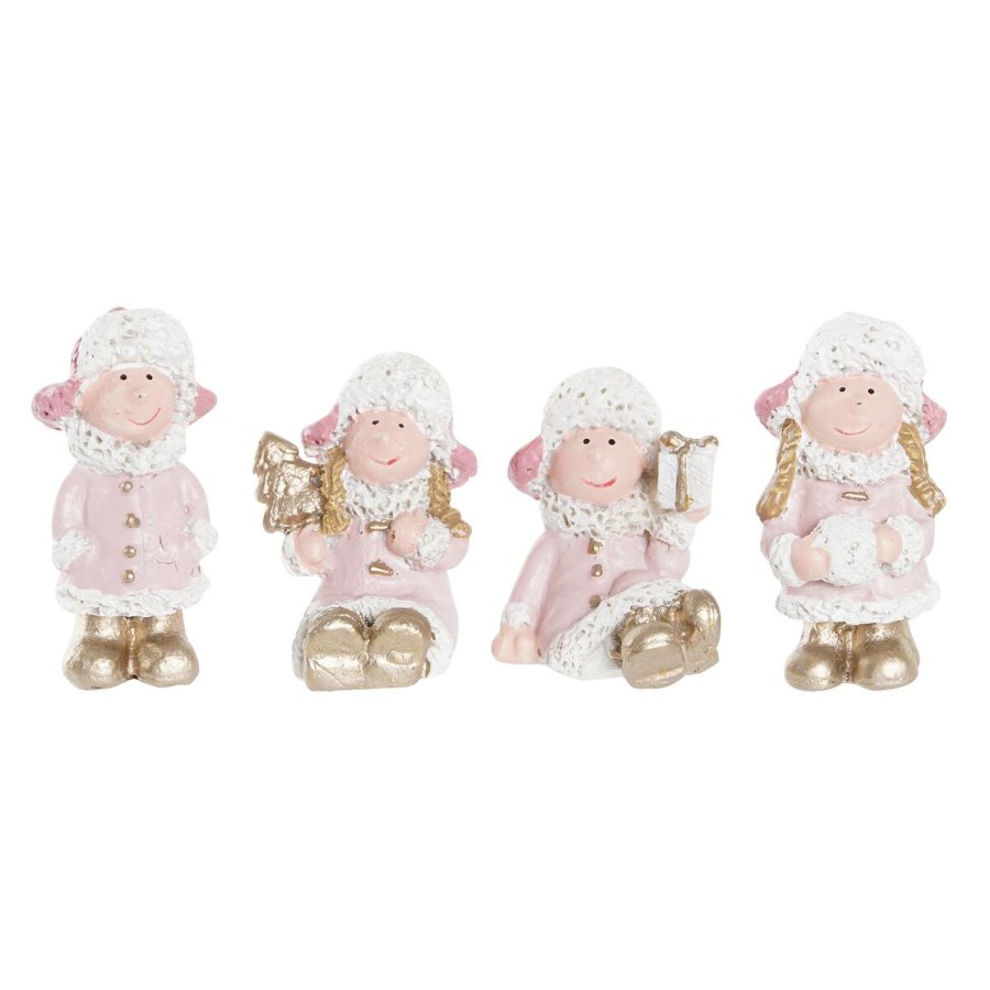 Julepynt DKD Home Decor Harpiks Engel (3,5 x 2,5 x 4 cm) (4 enheder) #1