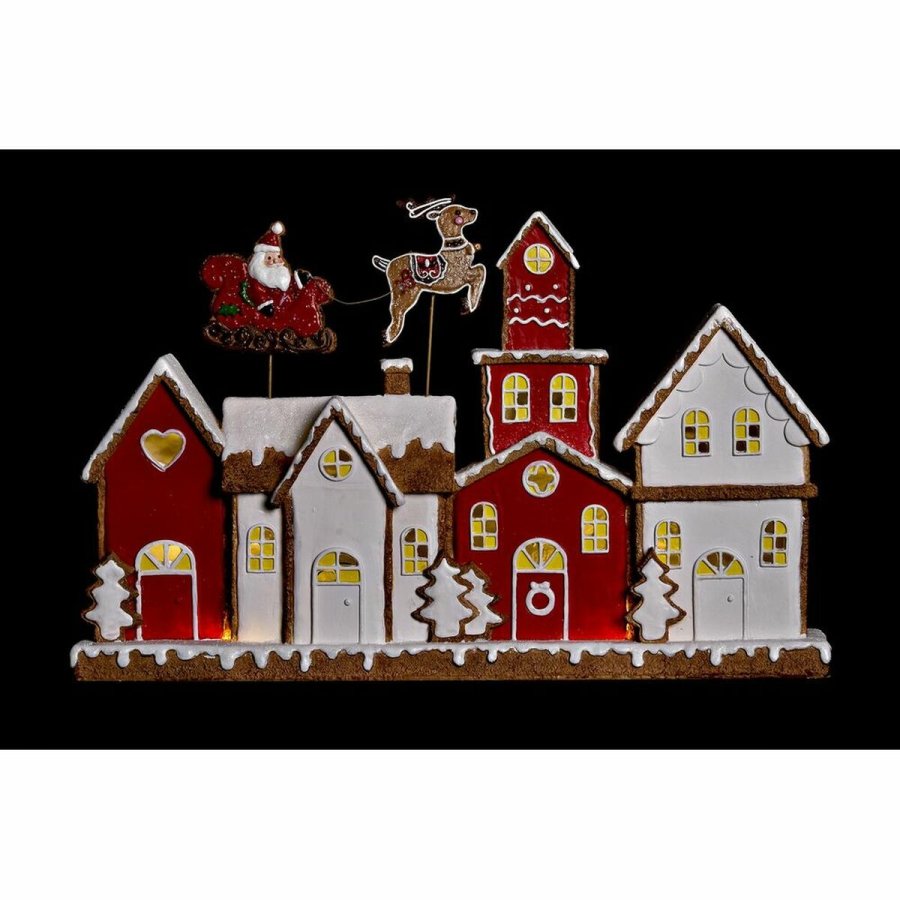 Julepynt DKD Home Decor Hus Hvid Rd Harpiks 41 x 7,5 x 27 cm #5