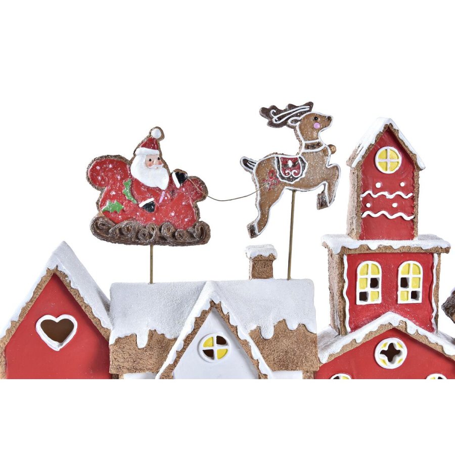 Julepynt DKD Home Decor Hus Hvid Rd Harpiks 41 x 7,5 x 27 cm #9
