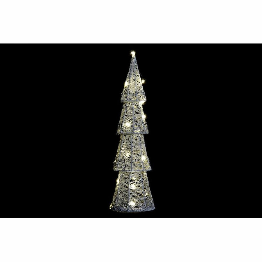 Lysdekoration DKD Home Decor Jul Champagne Tr Hvid (14 x 14 x 50 cm) (2 enheder) #5