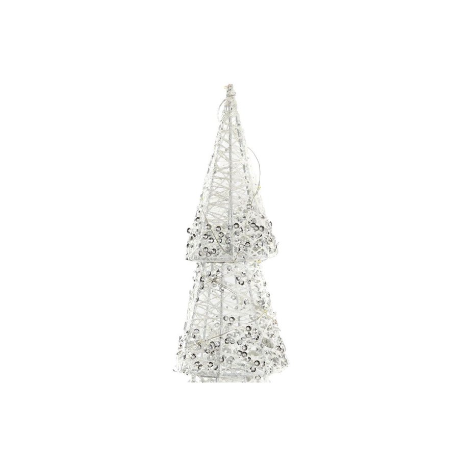 Lysdekoration DKD Home Decor Jul Champagne Tr Hvid (14 x 14 x 50 cm) (2 enheder) #9
