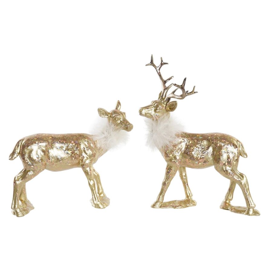 Julepynt DKD Home Decor Harpiks Rensdyr (17,5 x 9 x 22,5 cm) (2 enheder) #1