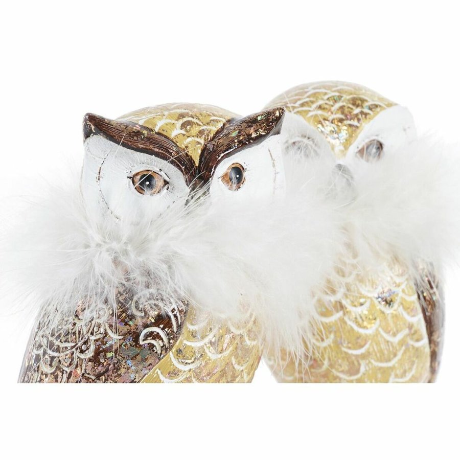Julepynt DKD Home Decor Ugle Harpiks (7,5 x 7,5 x 14 cm) (2 enheder) #9