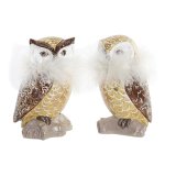 Julepynt DKD Home Decor Ugle Harpiks (7,5 x 7,5 x 14 cm) (2 enheder) #1