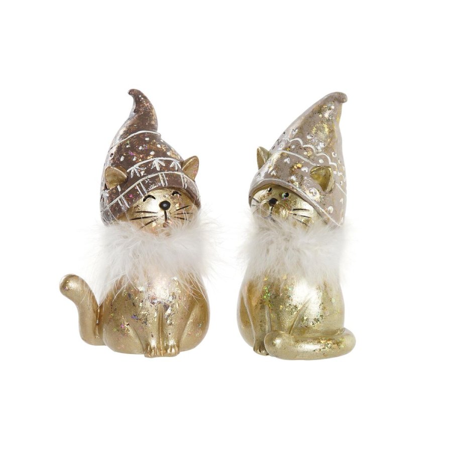 Julepynt DKD Home Decor Harpiks Kat (9 x 6 x 15 cm) (2 enheder) #1
