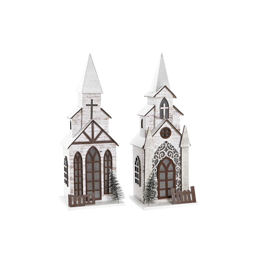Julepynt DKD Home Decor Kirke MDF (12,5 x 11 x 33 cm) (2 enheder) #1