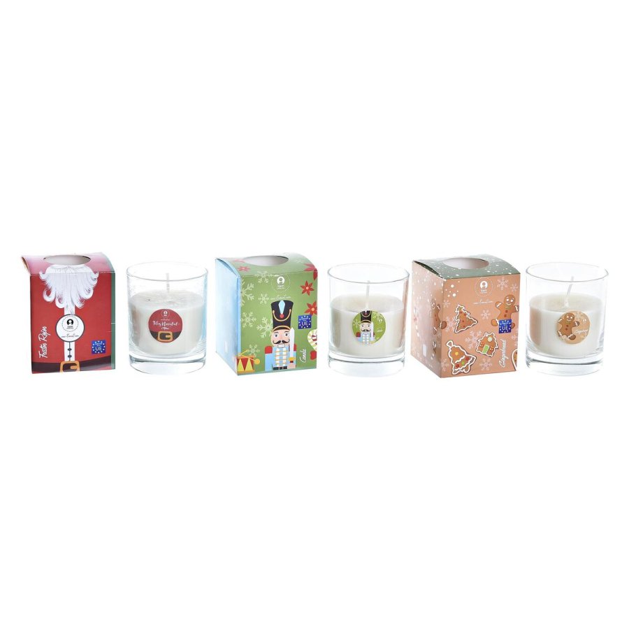 Stearinlys DKD Home Decor Jul Julemanden Nddeknkker (8 x 8 x 9 cm) (3 enheder) #9
