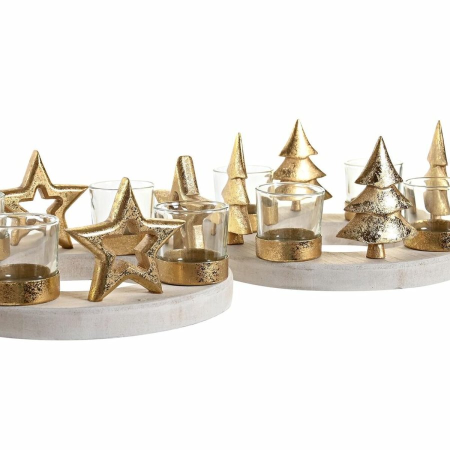 Julelys Holder DKD Home Decor Natur Gylden (2 enheder) (21 x 11,5 x 21 cm) #9