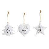 Juledekorationsst DKD Home Decor Metal (12 x 12 x 3 cm) (3 enheder) #1