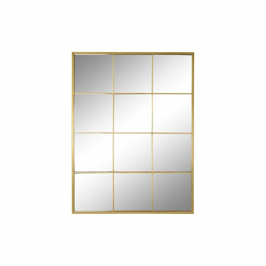 Vgspejl DKD Home Decor Gylden Krystal Jern Vindue 90 x 2 x 120 cm 90 x 1,8 x 120 cm #1