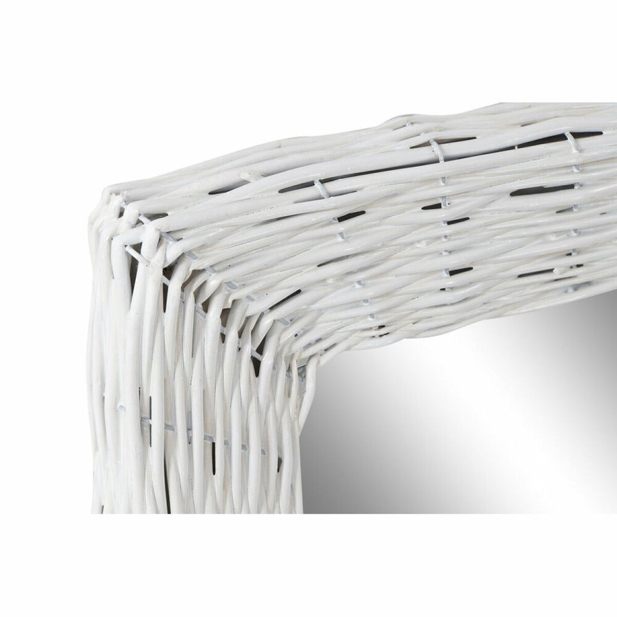 Vgspejl DKD Home Decor Hvid Cottage Fletning 53,5 x 4 x 62,5 cm #9