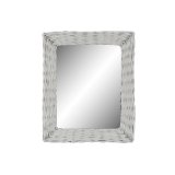 Vgspejl DKD Home Decor Hvid Cottage Fletning 53,5 x 4 x 62,5 cm #1