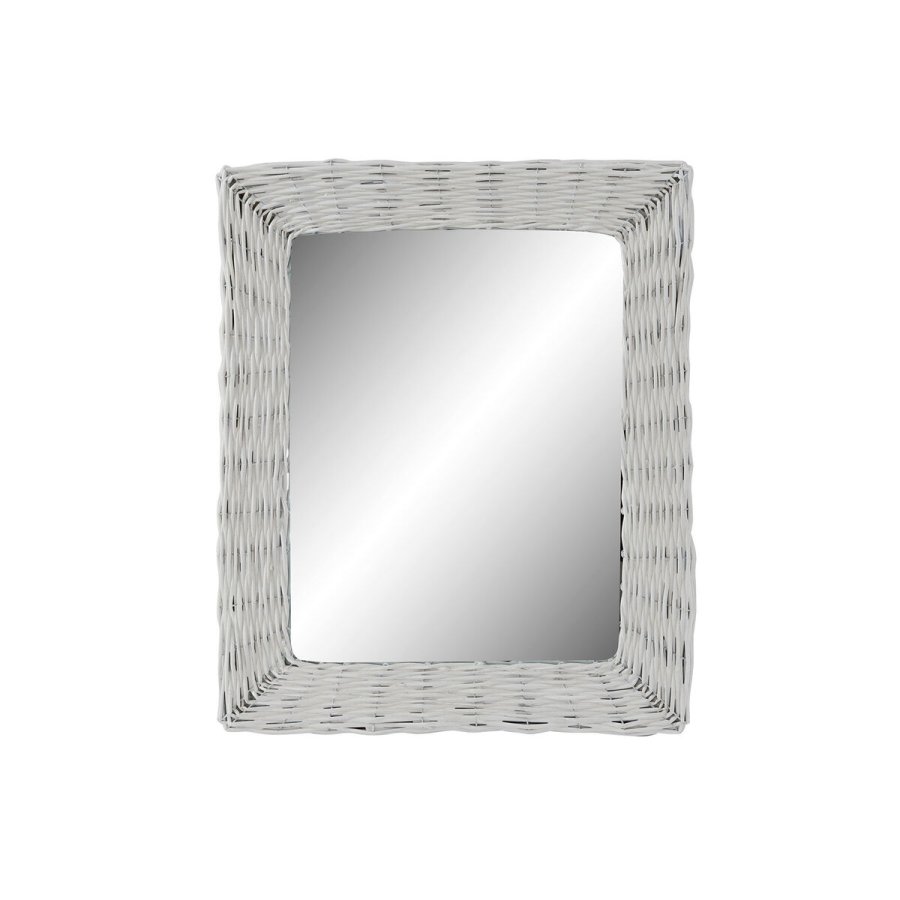 Vgspejl DKD Home Decor Hvid Cottage Fletning 53,5 x 4 x 62,5 cm #1