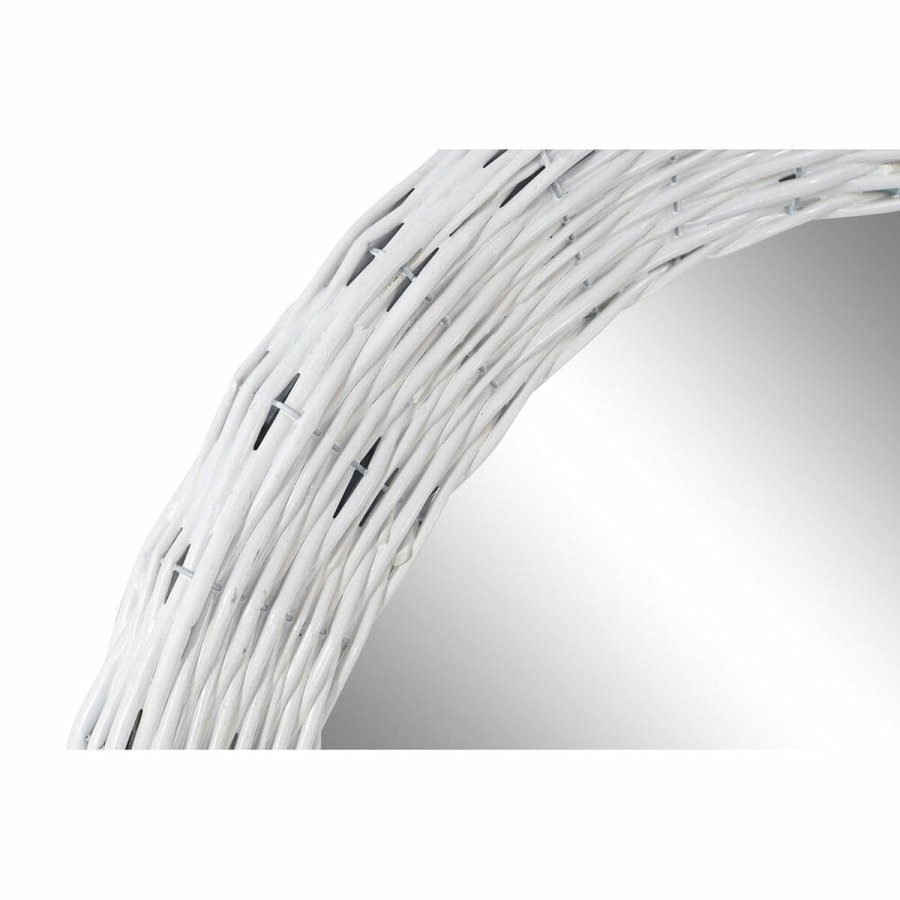 Vgspejl DKD Home Decor Hvid Cottage Fletning  60 cm 63 x 4 x 63 cm #9