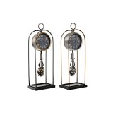 Namizna ura DKD Home Decor Krystal Sort Gylden Jern (17 x 12 x 46,5 cm) (2 enheder) #1