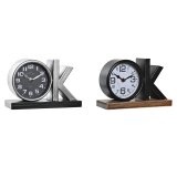 Namizna ura DKD Home Decor 23 x 8 x 15 cm Slvfarvet Sort Jern (2 enheder) #1