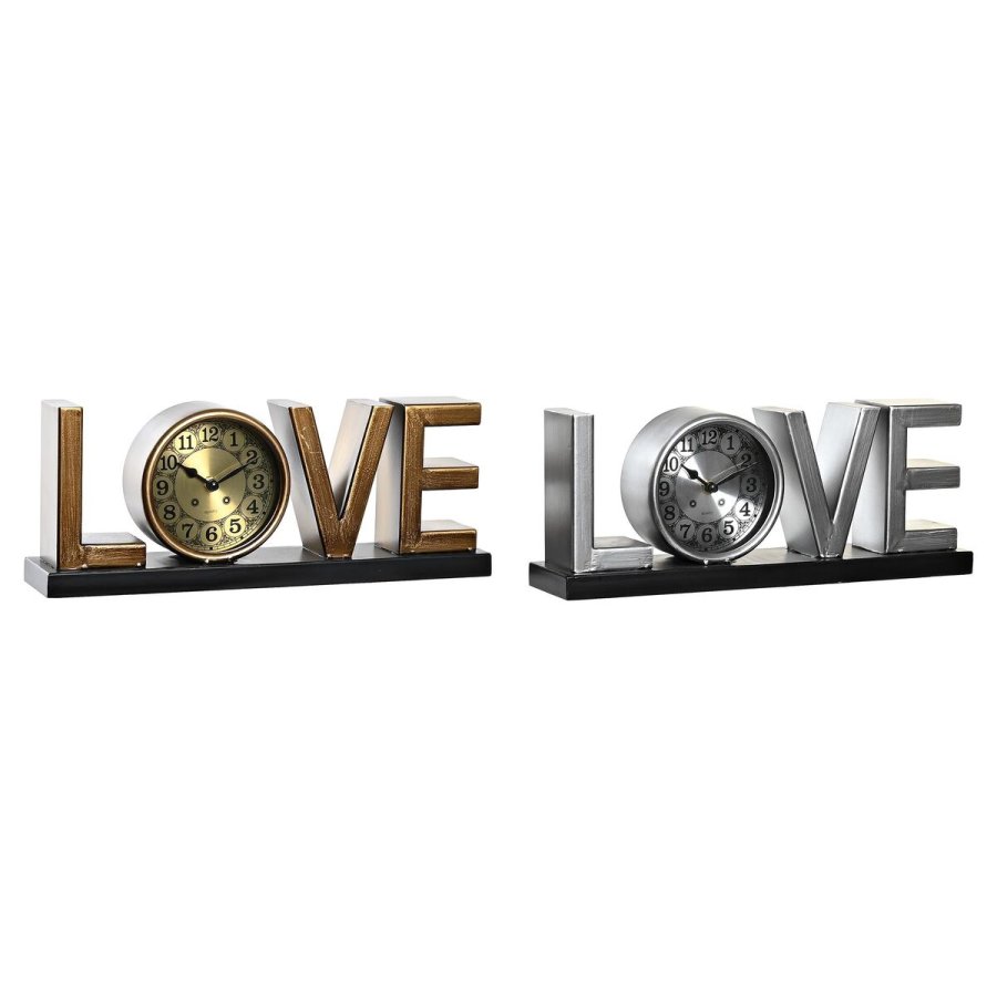 Namizna ura DKD Home Decor Love Kobber 39 x 8 x 15 cm Slvfarvet Jern Loft (2 enheder) #1