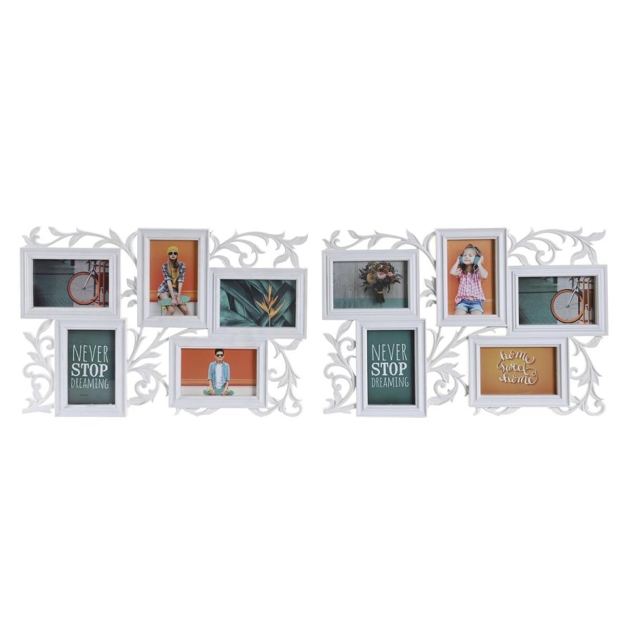 Fotoramme DKD Home Decor Krystal Hvid PP Urban (52,5 x 2 x 35 cm) (2 enheder) #1