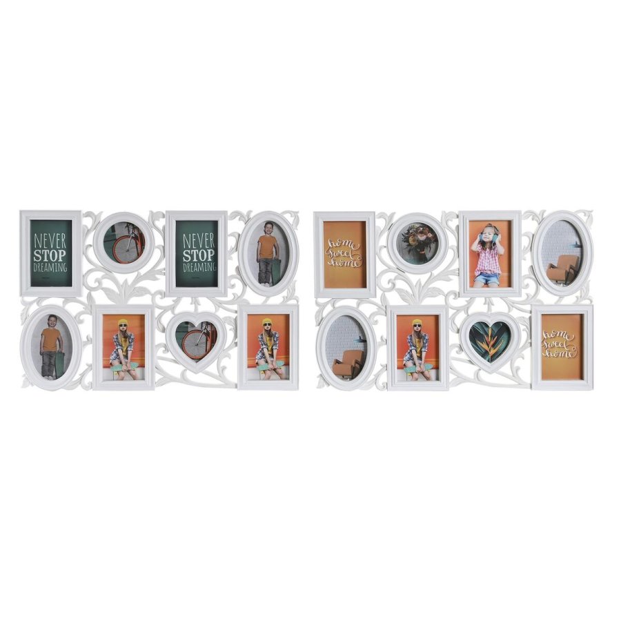 Fotoramme DKD Home Decor 8 fotos Krystal Hvid PP (58 x 2 x 37,5 cm) (2 enheder) #1