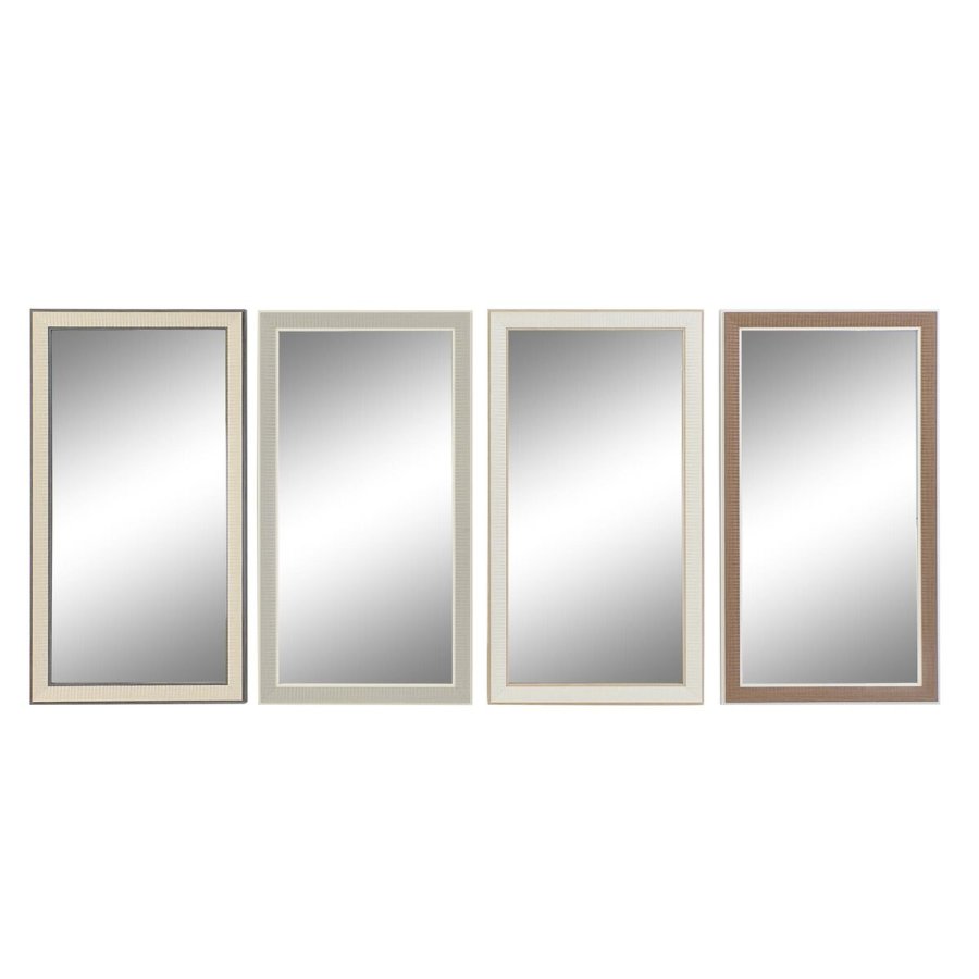 Vgspejl DKD Home Decor Krystal Brun Hvid Mrkegr PS Traditionel 4 enheder (36 x 2 x 66 cm) #1