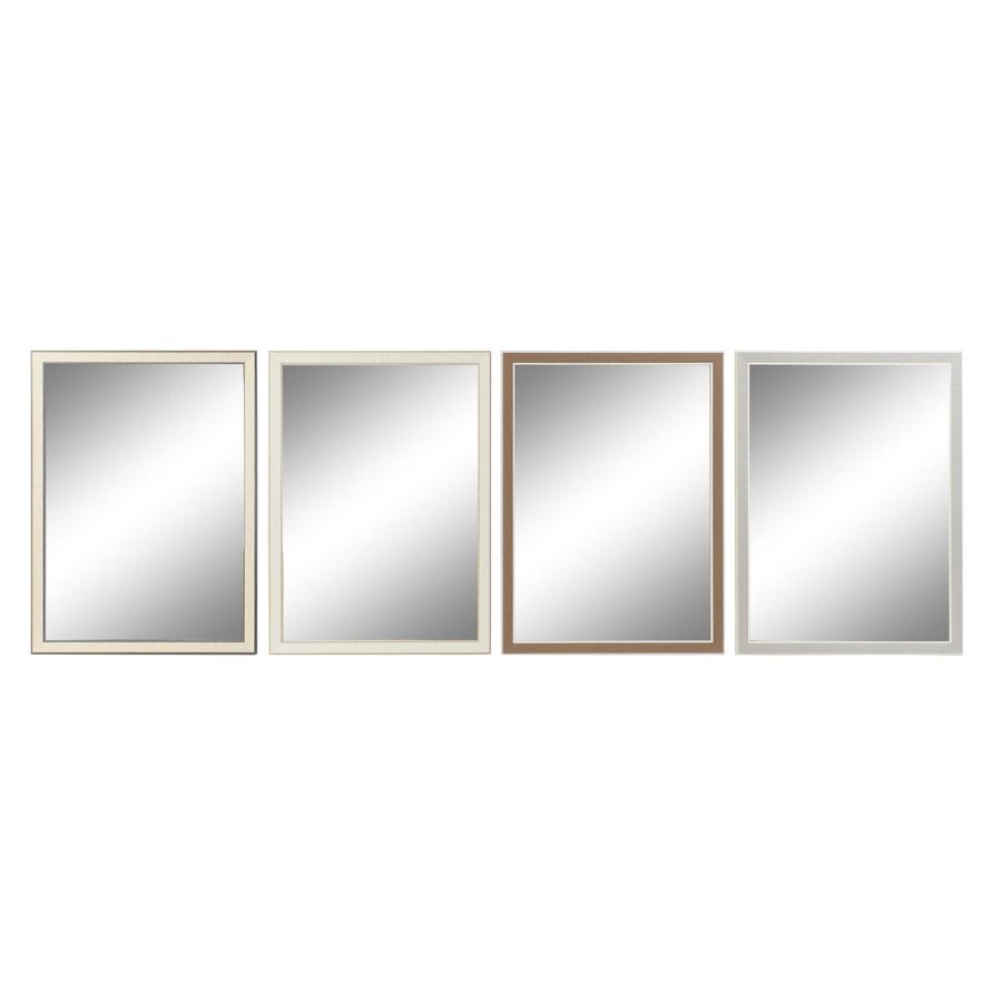 Vgspejl DKD Home Decor Hvid Brun Gr 56 x 2 x 76 cm (4 enheder) #1