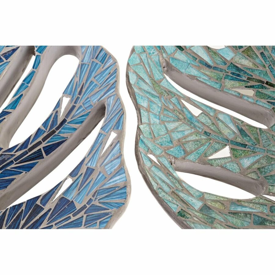 Borddekoration DKD Home Decor Bl Grn Harpiks Krystal 45 x 36 x 9 cm 43 x 36 x 9 cm (2 enheder) #2