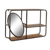 Hylder DKD Home Decor Sort Mrkebrun Tr Metal Spejl 73 x 19 x 50 cm #1