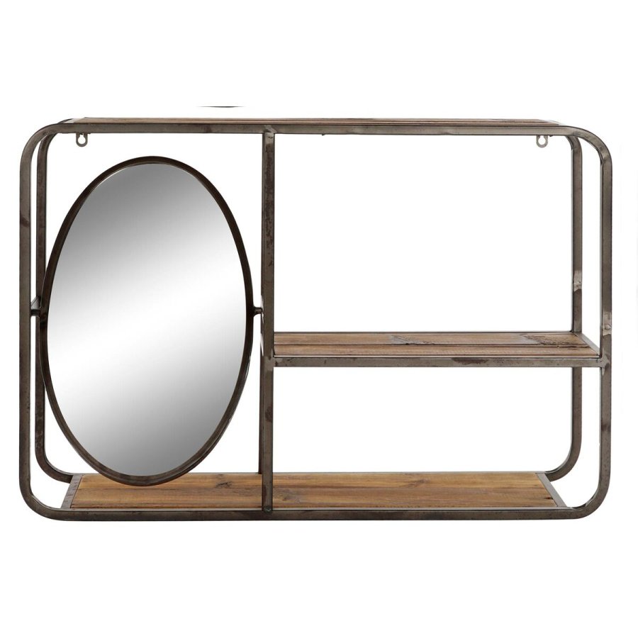 Hylder DKD Home Decor Sort Mrkebrun Tr Metal Spejl 73 x 19 x 50 cm #3