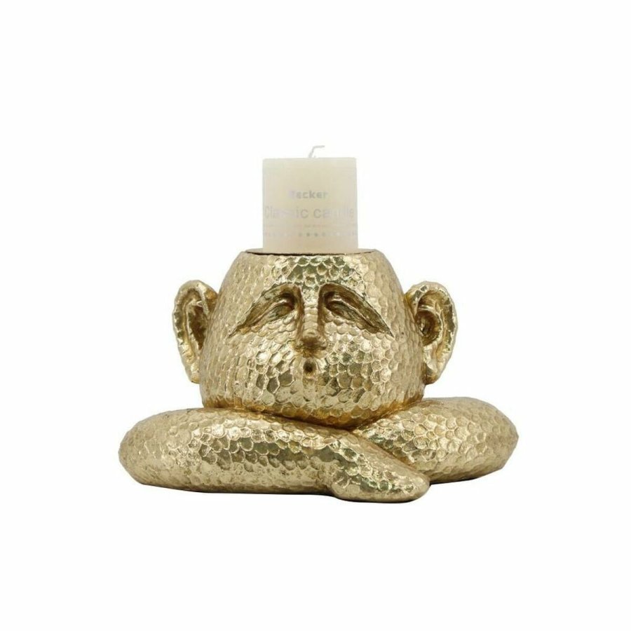 Lyseholder DKD Home Decor Gylden Harpiks 21 x 15 x 12 cm #1