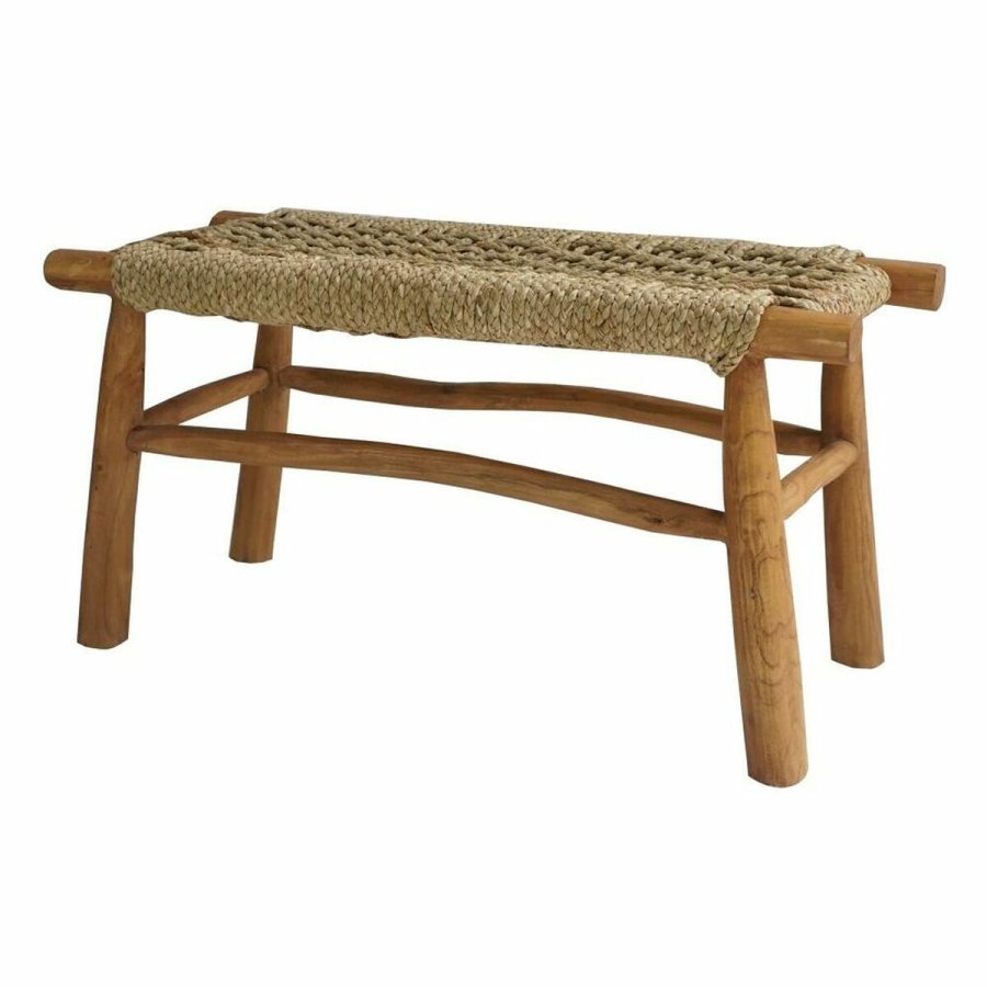 Stol DKD Home Decor Natur Lys brun Spanskrr Teak 90 x 32 x 45 cm #1