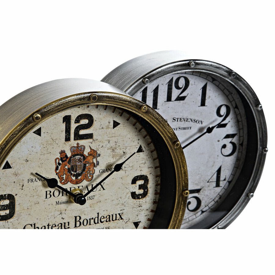 Namizna ura DKD Home Decor Gylden Slvfarvet Metal Krystal Vintage 20,5 x 13,5 x 28 cm (2 enheder) #9