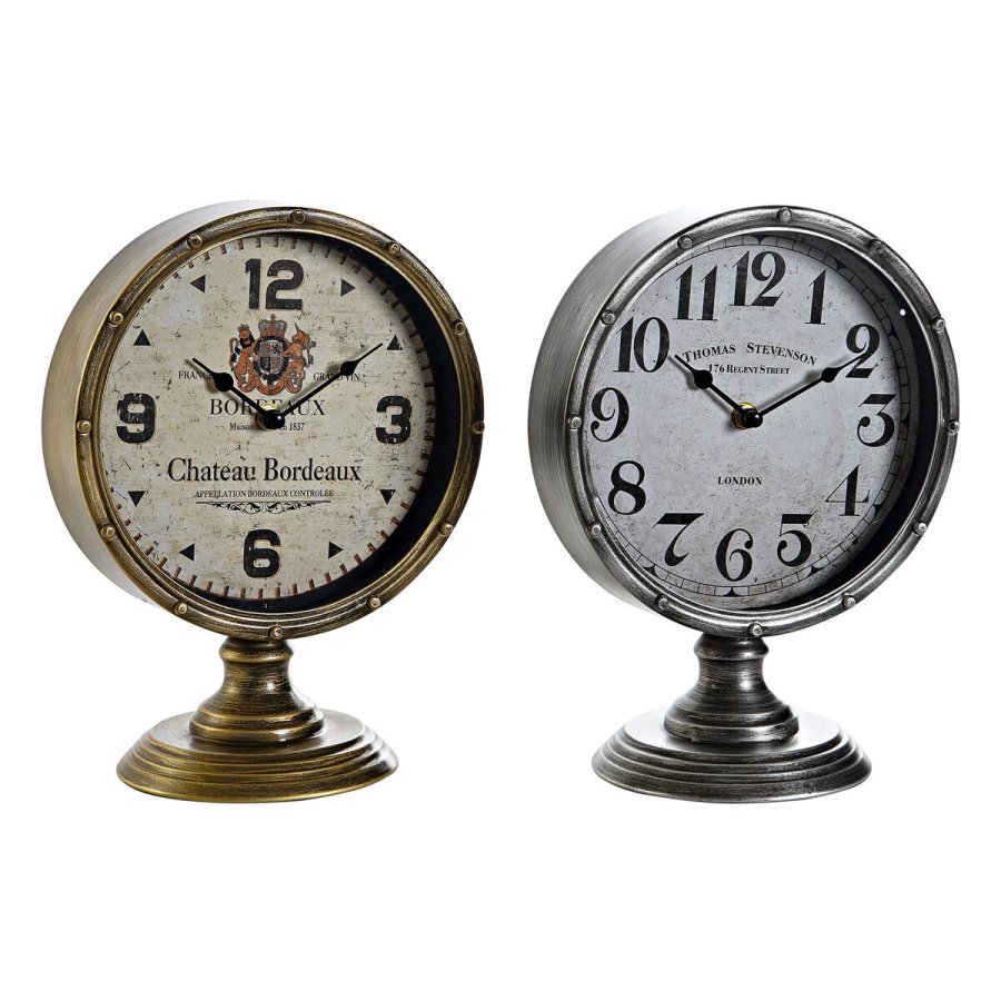 Namizna ura DKD Home Decor Gylden Slvfarvet Metal Krystal Vintage 20,5 x 13,5 x 28 cm (2 enheder) #1