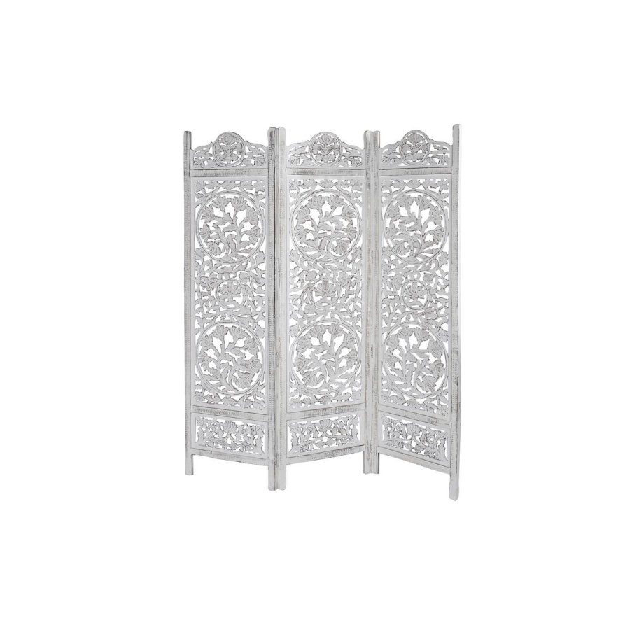 Sammenfoldelig skrm DKD Home Decor Hvid Mangotr Tr MDF 150 x 2 x 180 cm #1