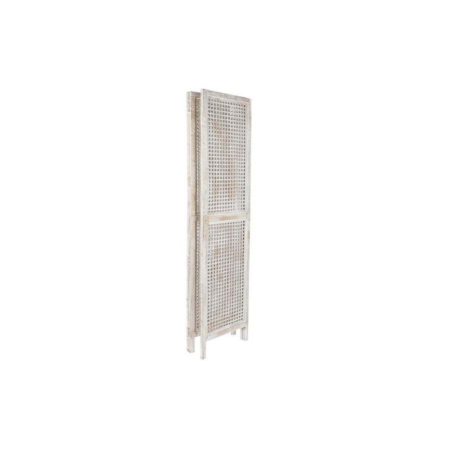 Sammenfoldelig skrm DKD Home Decor Hvid Mangotr Tr MDF 150 x 2 x 180 cm #3