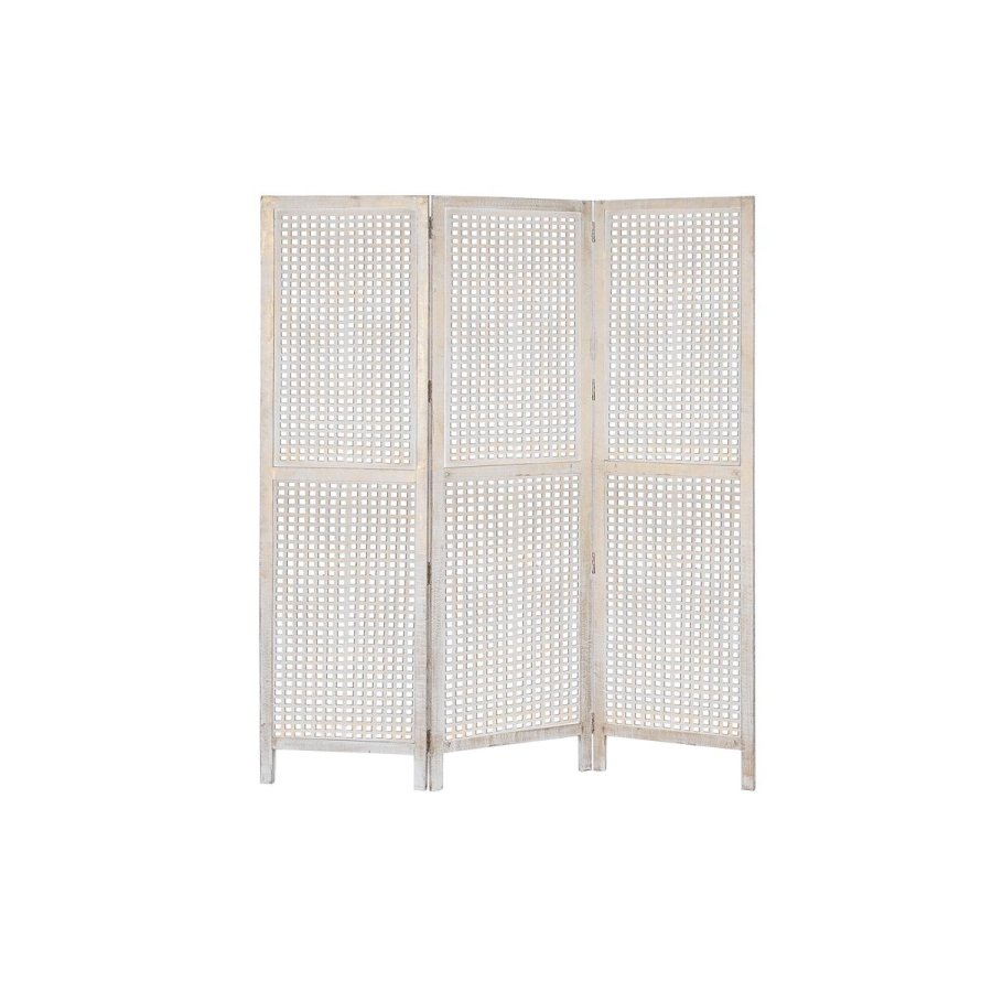 Sammenfoldelig skrm DKD Home Decor Hvid Mangotr Tr MDF 150 x 2 x 180 cm #1