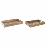Bakkest DKD Home Decor 2 enheder Brun Mrkebrun Mangotr (2 enheder) #1
