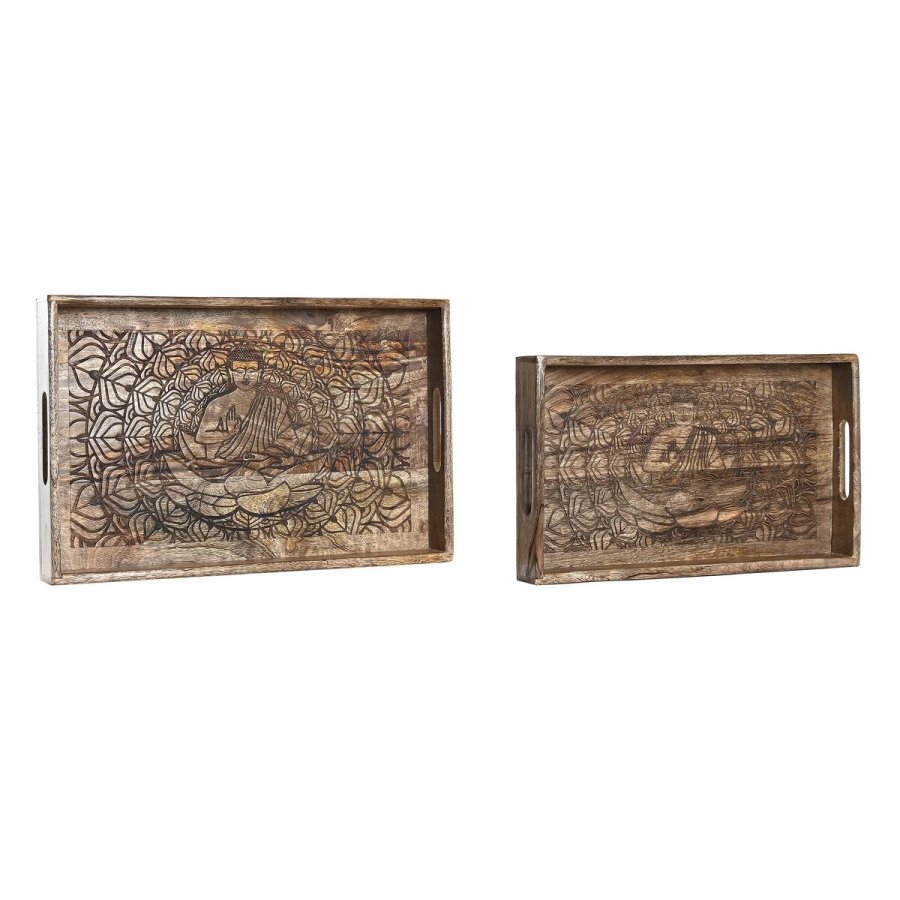 Bakkest DKD Home Decor 2 enheder Brun Mrkebrun Mangotr (2 enheder) #7
