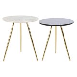 St med 2 borde DKD Home Decor Hvid Sort Gylden 46 x 46 x 45 cm #1