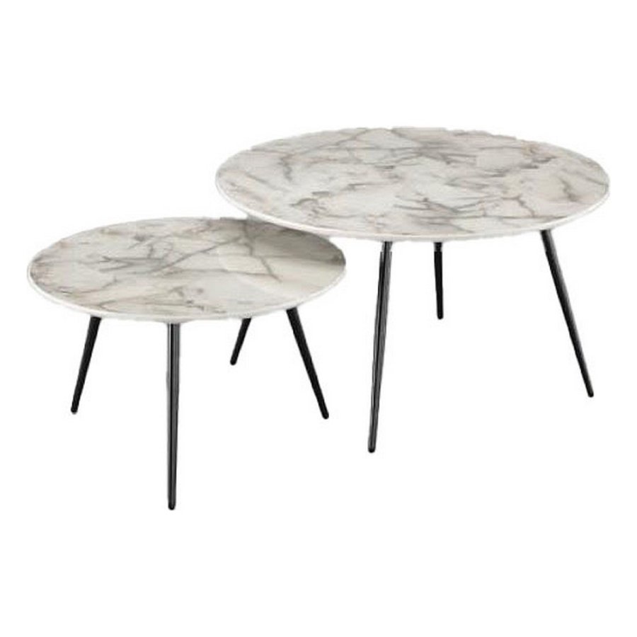 St med 2 borde DKD Home Decor Hvid Gylden 80 x 80 x 45 cm #1