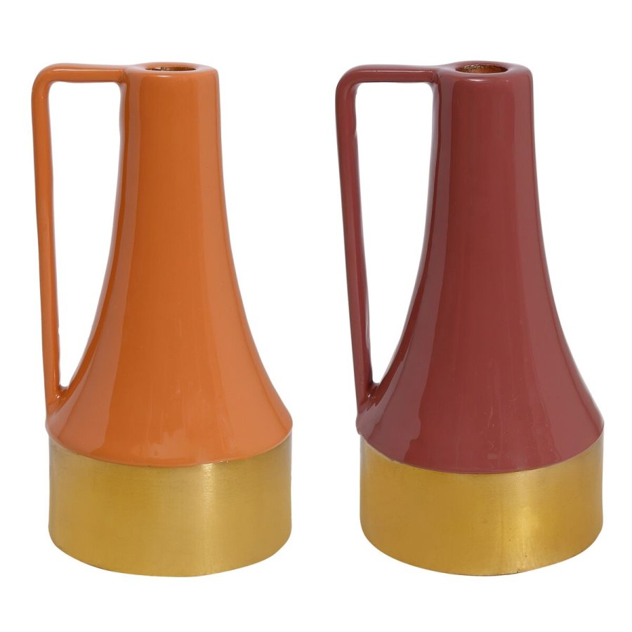 Lyseholder DKD Home Decor Metal Lakeret (11 x 11 x 20 cm) (2 enheder) #1