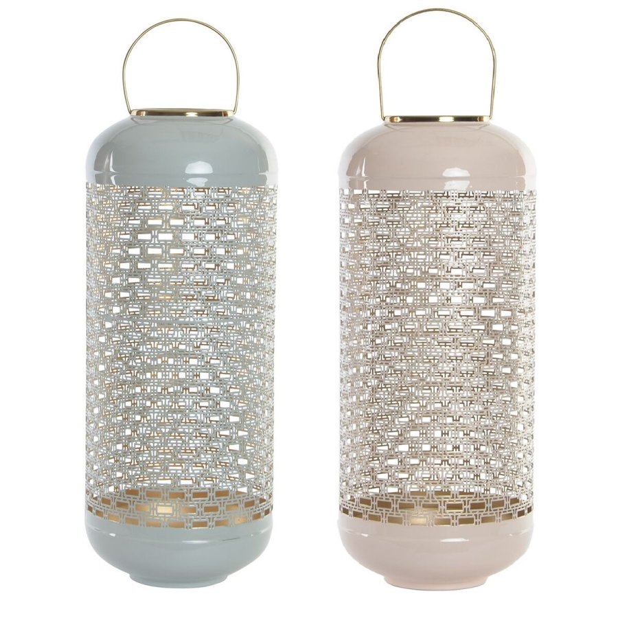 Lyseholder DKD Home Decor Bl Pink Aluminium 24 x 24 x 60 cm 24 x 24 x 71 cm (2 enheder) (2 Dele) #1