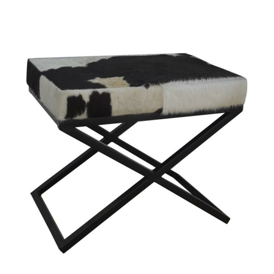 Foot-of-bed Bench DKD Home Decor Hvid Sort Ko Metal 60 x 40 x 50 cm #1